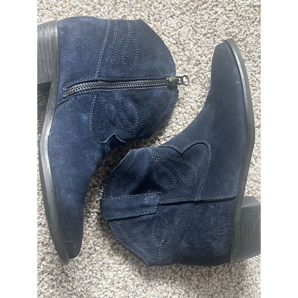Vaneli Navy Suede Ankle Boots Western Cowgirl Size 10